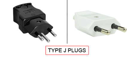 TYPE J Plugs are used in the following Countries:
<br>
Primary Country known for using TYPE J plugs is Switzerland.

<br>Additional Countries that use TYPE J plugs are Liechtenstein, Rwanda.

<br><font color="yellow">*</font> Additional Type J Electrical Devices:

<br><font color="yellow">*</font> <a href="https://internationalconfig.com/icc6.asp?item=TYPE-J-CONNECTORS" style="text-decoration: none">Type J Connectors</a> 

<br><font color="yellow">*</font> <a href="https://internationalconfig.com/icc6.asp?item=TYPE-J-OUTLETS" style="text-decoration: none">Type J Outlets</a> 

<br><font color="yellow">*</font> <a href="https://internationalconfig.com/icc6.asp?item=TYPE-J-POWER-CORDS" style="text-decoration: none">Type J Power Cords</a> 

<br><font color="yellow">*</font> <a href="https://internationalconfig.com/icc6.asp?item=TYPE-J-POWER-STRIPS" style="text-decoration: none">Type J Power Strips</a>

<br><font color="yellow">*</font> <a href="https://internationalconfig.com/icc6.asp?item=TYPE-J-ADAPTERS" style="text-decoration: none">Type J Adapters</a>

<br><font color="yellow">*</font> <a href="https://internationalconfig.com/worldwide-electrical-devices-selector-and-electrical-configuration-chart.asp" style="text-decoration: none">Worldwide Selector. All Countries by TYPE.</a>

<br>View examples of TYPE J plugs below.